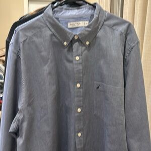 Nautical Long Sleeve Button Down Shirt, Blue Size XX - Large